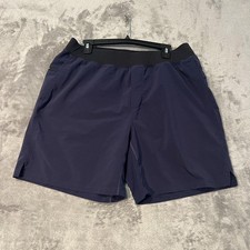 Fabletics Franchise Shorts Mens XL Blue 7" Lightweight Stretch Zip Pockets Gym