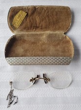 Antique Gold-Filled Pince-Nez Eyeglasses Original Case George Wheeler Malone NY