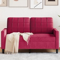 2-Sitzer Sofa Weinrot Samt 120 Cm Breit