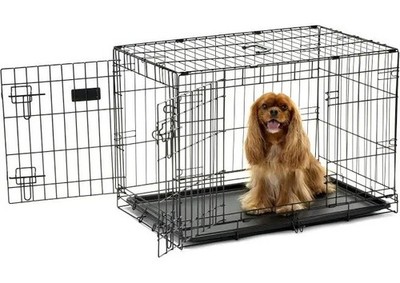 Carlson 42in Folding Metal Dog Crate Kennel Cage Black Model 6005 NEW