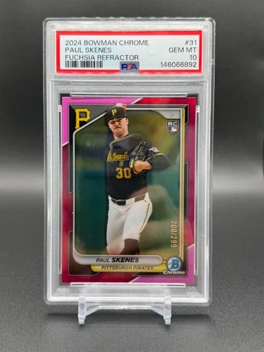 PSA 10 2024 Bowman Chrome Fuchsia Refractor /299 Paul Skenes RC Rookie #31