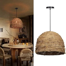 Coastal Boho Chandeliers Woven Pendant Light Fixture Wicker Pendant Rattan
