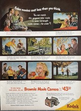 1952 Kodak Brownie Movie Camera Original Vintage Advertisement Color Print Ad