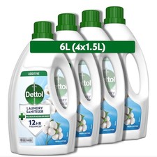 Dettol Antibacterial Laundry Sanitiser Cleanser Additive Fresh Cotton 4 x 1.5L 2.83 per litre