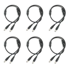 6 Pack Dc Power Supply 1 Female to 2 Male 5.5Mm X 2.1Mm Jack Camera Cable Bar...