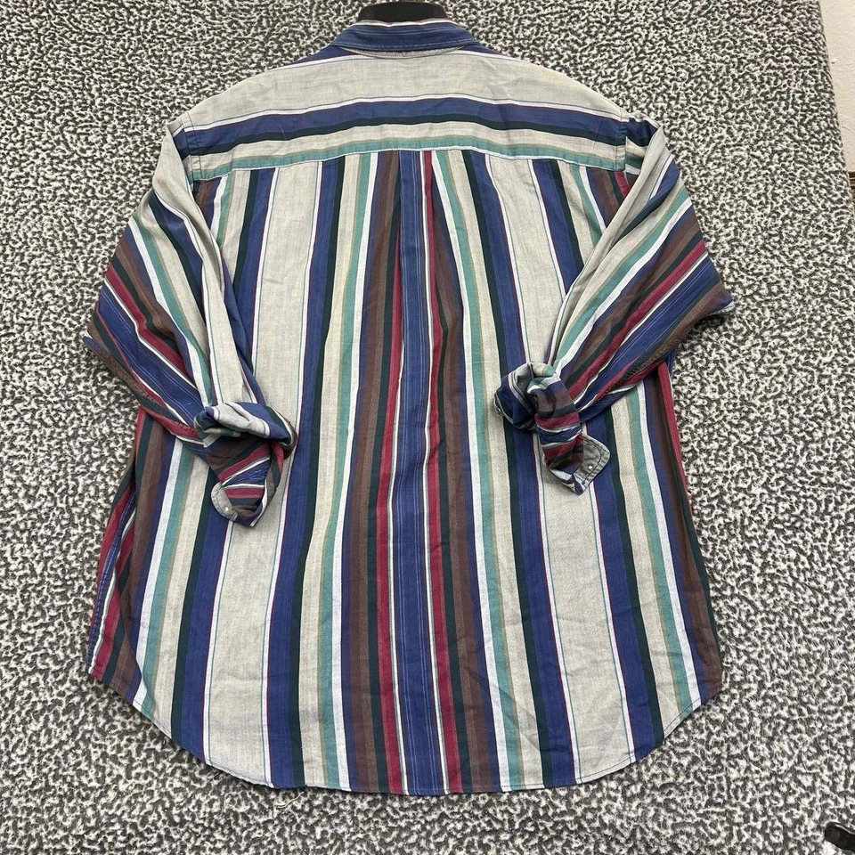 Camisa Dockers Vintage Hombre Mediana Rayas Abotonada Manga Larga Algodón M Foto 2 de 4