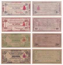 US Philippines NEGROS OCCIDENTAL WW2 Emergency Notes 5, 10, 20, and 50 Centavos
