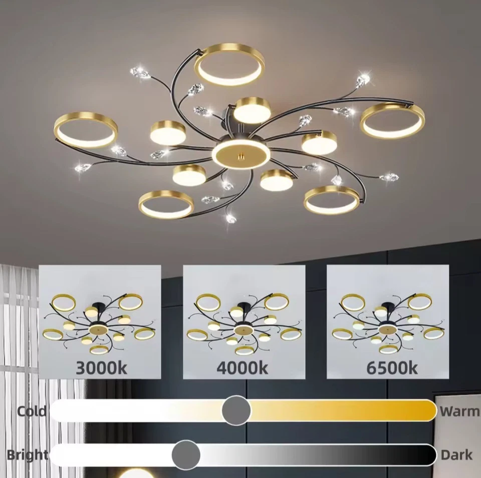 LAMPADARIO PLAFONIERA LED A SOFFITTO DIMMERABILE TELECOMANDO 90W MODERNO DESIGN - Image 3 of 4