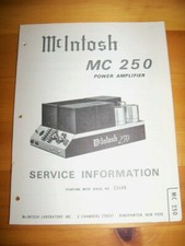 McINTOSH MC 250 SERVICE MANUAL ORIGINAL NICE