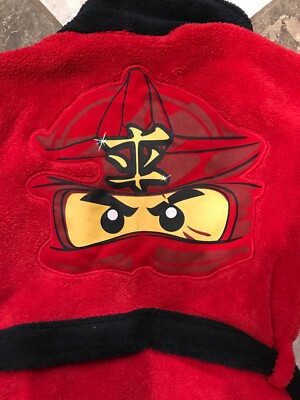 Lego NINJAGO Kai Bathrobe Boy's 4 Used Soft Plush Red Bath Robe Legos ...