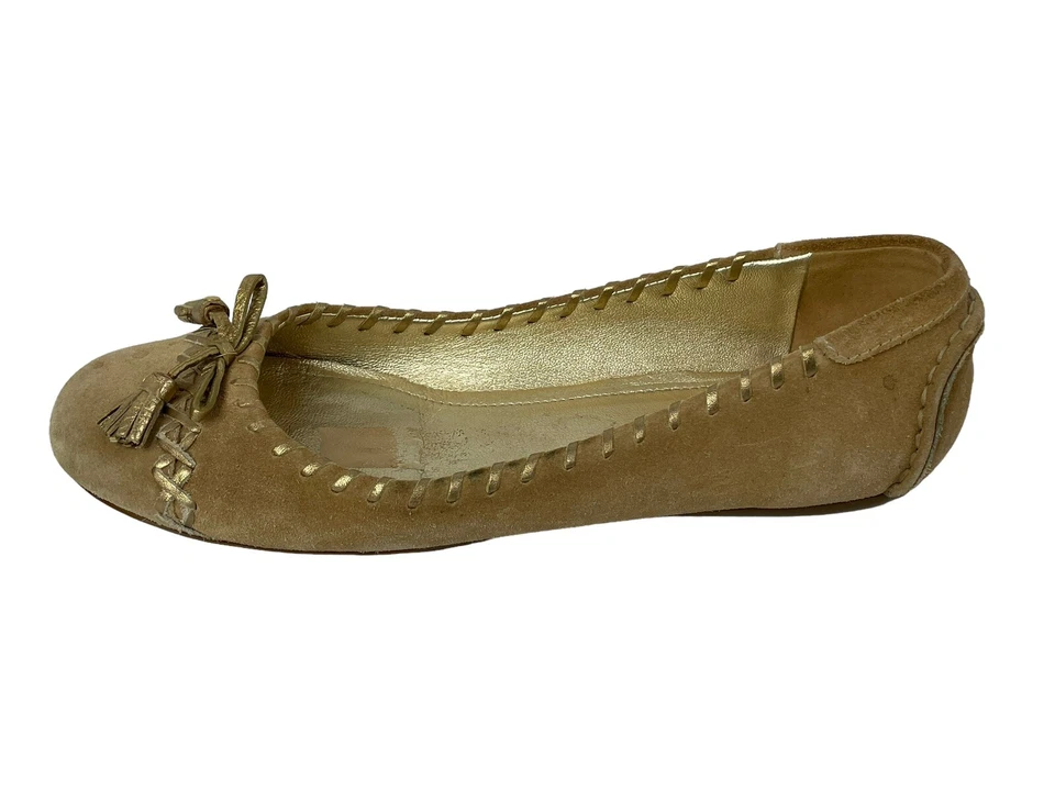 The Original Car Shoe Womens Size 38 Tan Suede Ballet Flats Tassel Shoes - Image 4 of 4