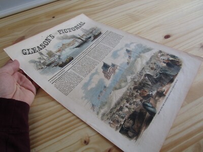 Hand Colored 1852 New Hampshire NH State Fair Engraving Article Gleason antique
