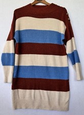 Altar'd State BOHO Sweater Dress Soft Size S Women’s Striped Blue Cream