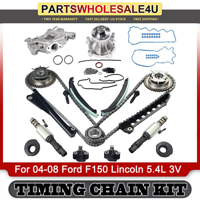 #ad Fits 04 08 Ford 5.4L Timing Chain Kit Water Oil Pump Cam Phaser Gaskets Solenoid $198.99