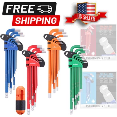 37PCS Industrial Grade Hex Key Allen Wrench Set with Color-Coded Torque Handle