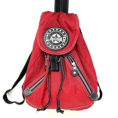 LA Gear Backpack Vtg 90s Small Bag Red Purse Black Star Lightweight ...