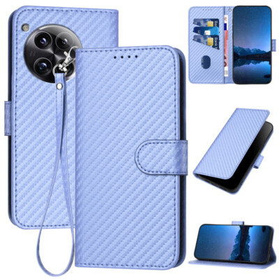For OnePlus 13 12 11 9 Pro N200 5G Carbon Fiber Textured PU Leather Wallet Case