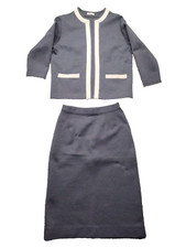 70s VTG FRANCE Cardigan & Skirt Wool Set - Pe...