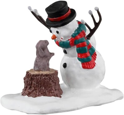 Lemax Christmas Bunny Makes a Friend w/Snowman