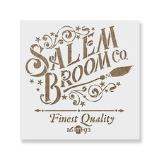 Salem Broom Witch Sign Halloween Stencil - Durable  Reusable Mylar Stencils