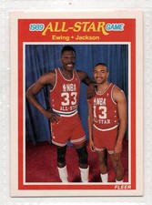 1989-90 Fleer Basketball Card # 167 Ewing/Jackson - Set Break