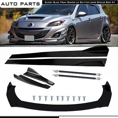 For Mazda 3 Mazdaspeed3 Front Splitter Bumper Lip Spoiler Gloss Black Bod Kit
