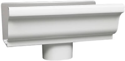 End Piece With Drop, For 5-In. Gutter, White Aluminum, 5-In. - Picture 1 of 1