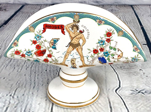 VTG Ceramic GIASIRANIS 24k Gold Greek Napkin/Letter Holder COLOSSUS OF RHODES