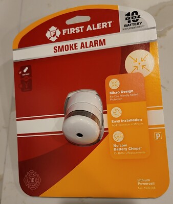 First Alert Smoke Alarm Micro Design Eco Friendly 10 Year Battery P1010 New
