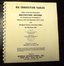 Oil Correction Tables - Tables of Decimal Equivalent - Multiplying Factors -1954