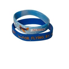 Colorful 'For Flying By' Aviation-Themed Silicone Wristbands Set of 2