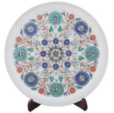 12" Decorative Marble Inlay Plate Pietra Dura  Home Decorative And Gifts