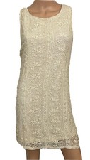 Francesca's Alya Dress Lace Beige Cotton Size S