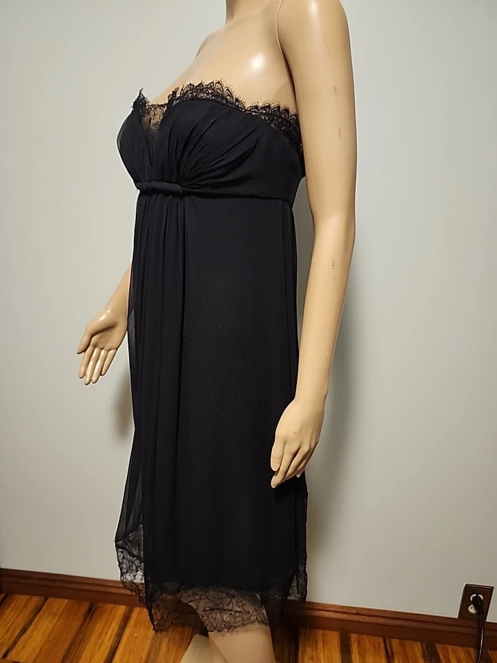 Vtg Oscar De La Renta Black Silk Strapless Cocktail Dress Size 10 - Image 4 of 4