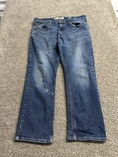 ARIAT Legacy M5 Straight Leg Stretch Denim Blue Jeans Sz. 38x30 Distressed Work