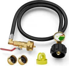 1LB To 20LB Propane Refill Adapter Extension Hose With Gauge On-Off Control 40''
