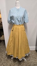 Vintage 1950s Full Swing Skirt, Mustard Yellow With Pockets
