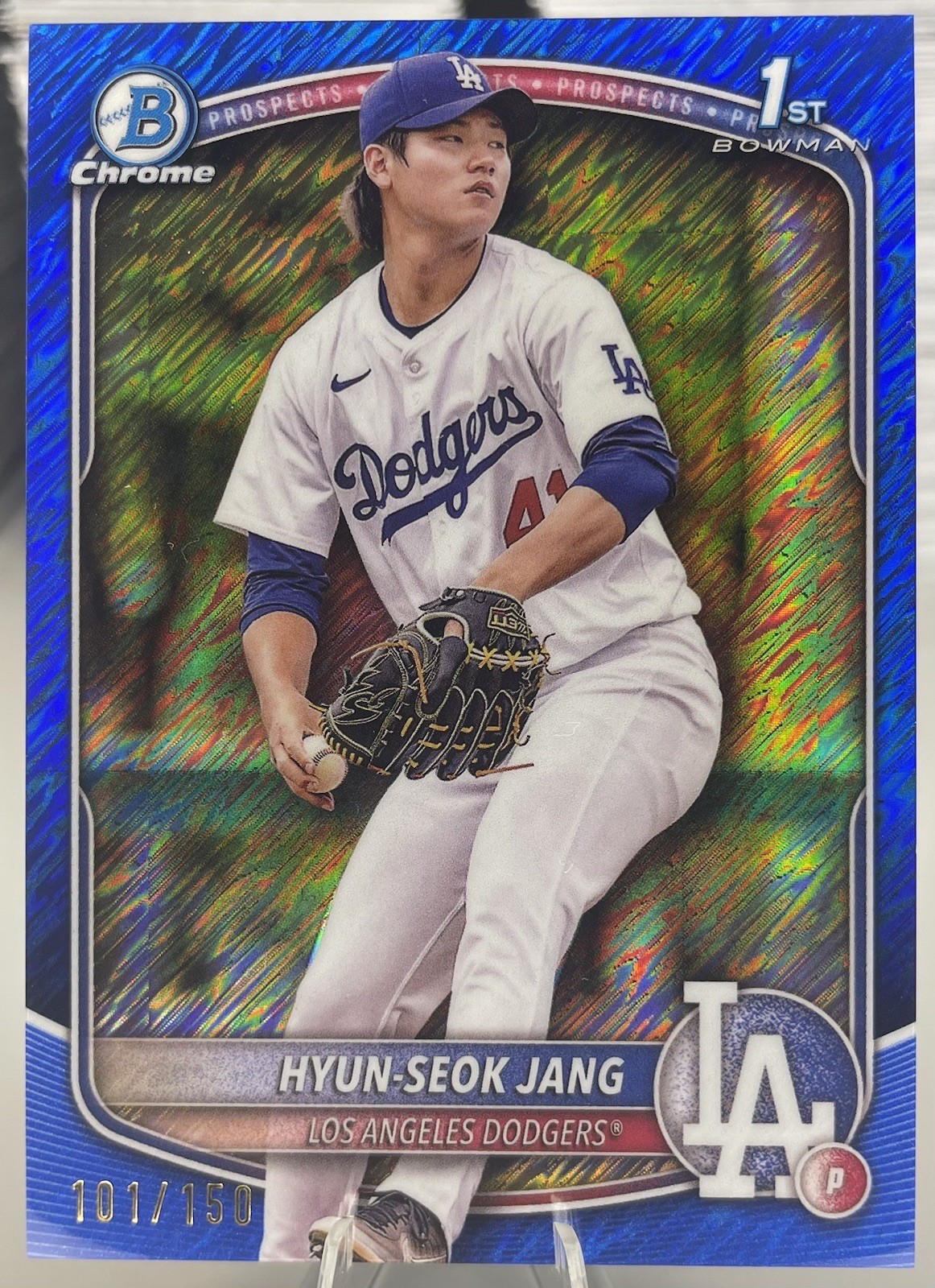 2025 Bowman Chrome 1st Hyun-Seok Jang #/150 Blue Shimmer Refractor