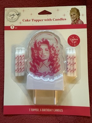 Dolly Parton Cake Topper Lights up 6 Candles 6 Candle Holders Brand New