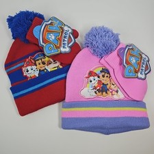Paw Patrol Toddler Beanie Hat Mittens Set - Lot Of 2 Sets - Pom Pom Hats
