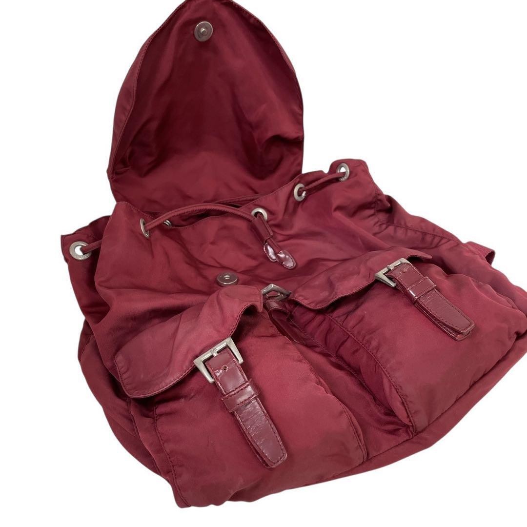 Prada Triangular Nylon Backpack Red Men's Women's… - image 5