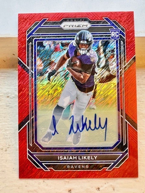 2022 Prizm - Isaiah Likely - Red Shimmer Auto Rookie RC /35 #363 - Ravens
