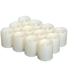 Battery Operated Flameless LED Votive Candles with Auto Timer 12 Pack Ivory