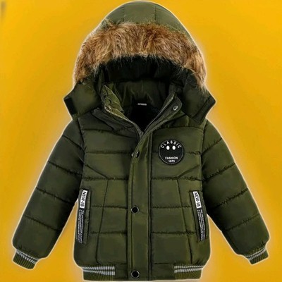 Amiyan Toddler Boys Down Jacket Fur Collar Good Thick Warm Winter Parka Khaki