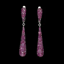 925 Sterling Silver Earrings Ruby Myanmar Round Diamond Cut Gemstone Jewelry