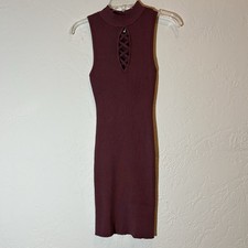 Say What? Ribbed Mock Neck Bodycon Dress S Mauve Keyhole Holiday Party