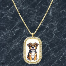 Gorgeous Cute Dog Puppy Pendant Necklace Photo Design Trendy Gold Tone Rare