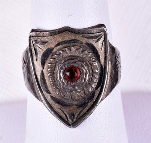 1947 Trench Art Korea Silver Shield Ring Size 7.75