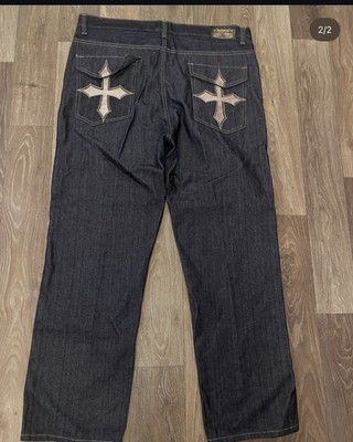 Rock & Republic Men's Dark Wash Blue Denim Straight Jeans 5-Pocket Mid Rise