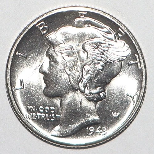 1943 Mercury Dime CHOICE BRILLIANT UNCIRCULATED (K208)